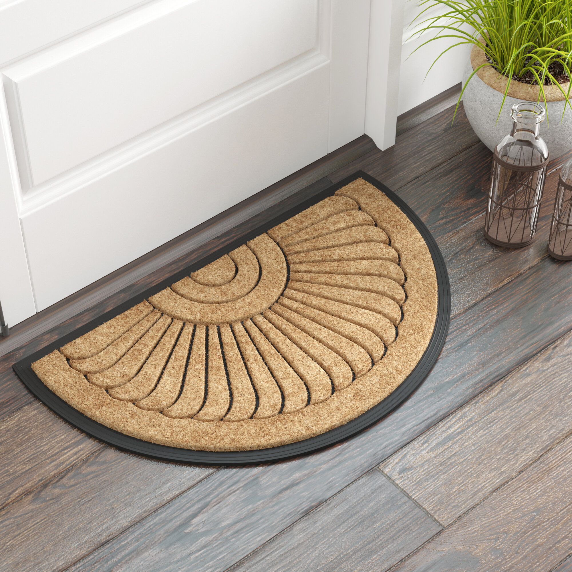 Rosecliff Heights Dalton Shell Half Round Outdoor Door Mat