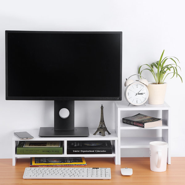 Glass Tv Stand Computer Monitor Riser For 23 6 Big Surface Lcd Led Tv Organizer Monitor Mounts Stands Computers Tablets Networking