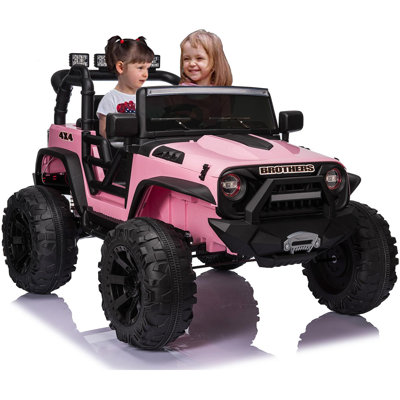 24V 2 Seater Ride On Jeep Car Truck with Remote Control,Ride on SUV Toys for Big Kids with Parental Remote Control, LED Lights, Safety Belt, Bluetooth, Music, MP3, AUX Port, Spring Suspension,