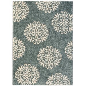 Cowden Exploded Medallions Woven Bay Blue Area Rug