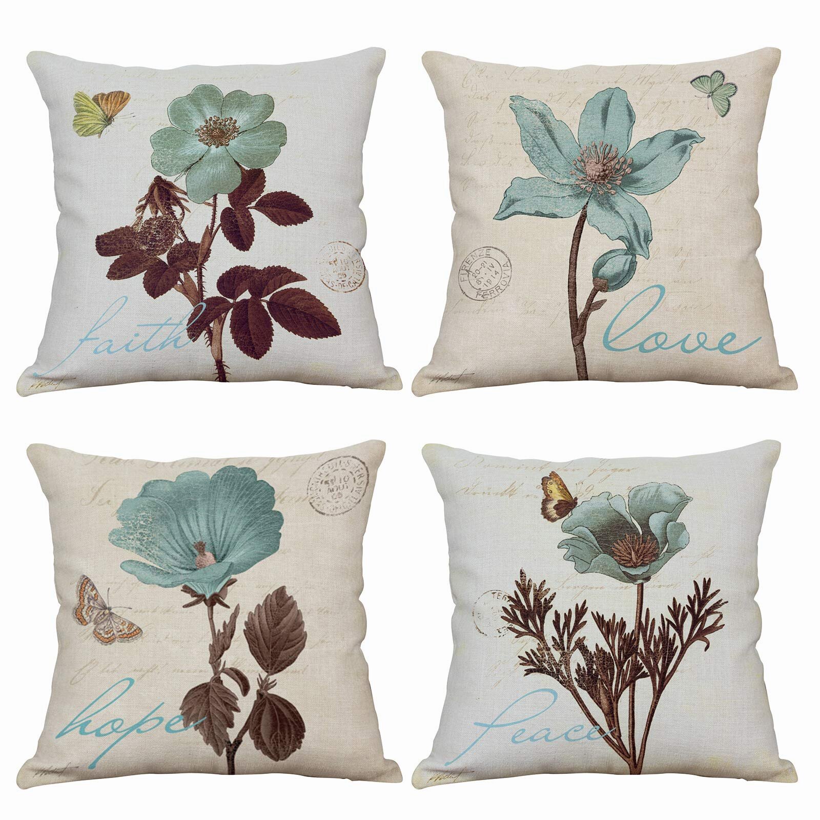 8'' "HOME" Pattern Pillow Case Cotton Linen Cushion Cover Home Decor 