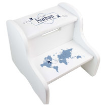 white step stool with storage