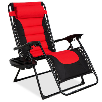 Danny-James Oversized Padded Zero Gravity Chair, Folding Outdoor Patio Recliner w/ Side Tray