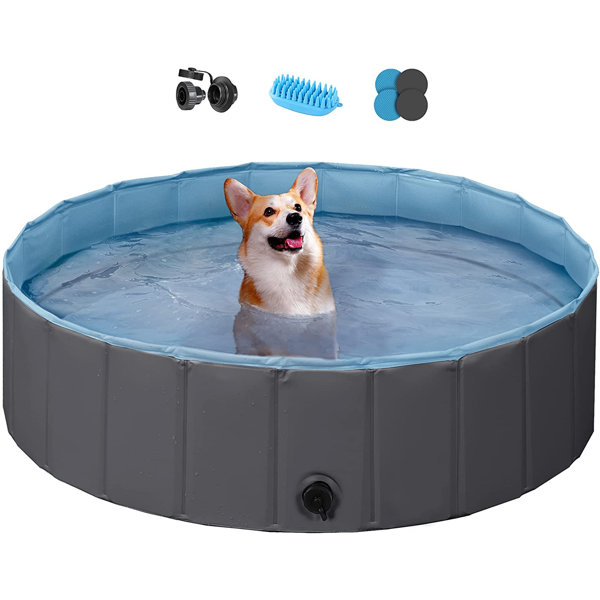 picture Hard Plastic Paddling Pool For Dogs foldable hard plastic extra large dog pet bath swimming pool collapsible dog pet pools bathing tub paddling pool for large pets dogs cats black l