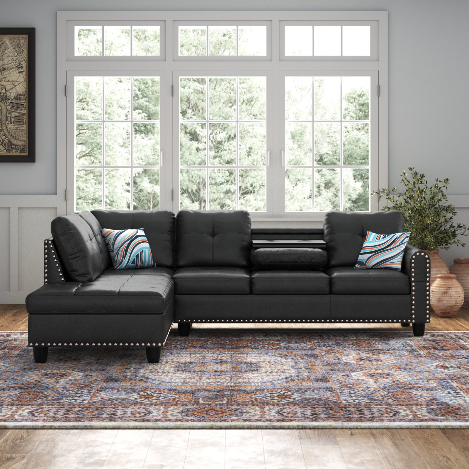 Lark Manor Louvenia 2 - Piece Vegan Leather Sectional & Reviews | Wayfair