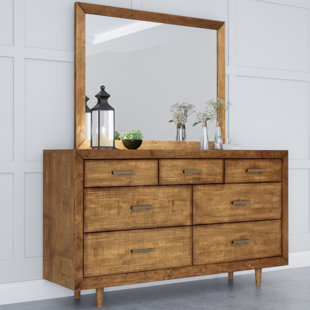 Go to store & view more images Glassman Retro Wood 7 Drawer Dresser with Mirror by George Oliver