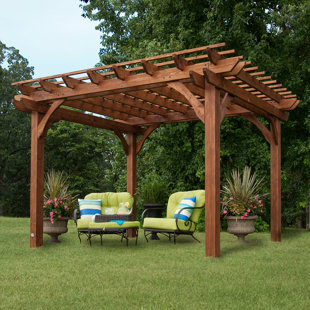 Go to store & view more images Cedar 12 Ft. W x 10 Ft. D Solid Wood Pergola by Backyard Discovery