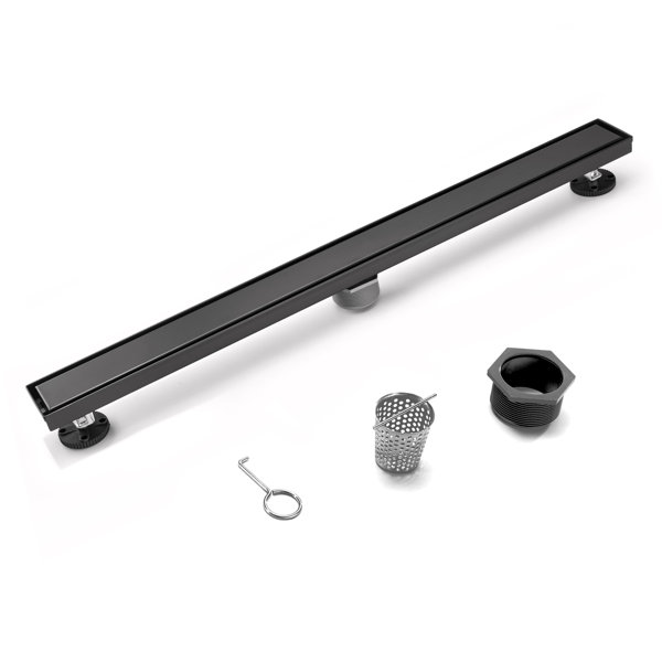 Stainless Steel Shower Linear Drain Stripe Pattern with Drain Base Flange Bundle Stainless Steel Shower Linear Drain Stripe Pattern with Drain Base Flange Bundle