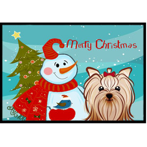 Snowman with Yorkie Yorkshire Terrier Doormat