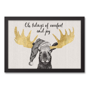 Over The Sofa Wall Art Wayfair Christmas Comfort Moose Framed Graphic Art Print On Canvas