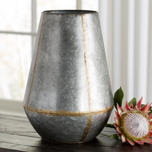 Reeves Distressed Gray Decorative Metal Vase