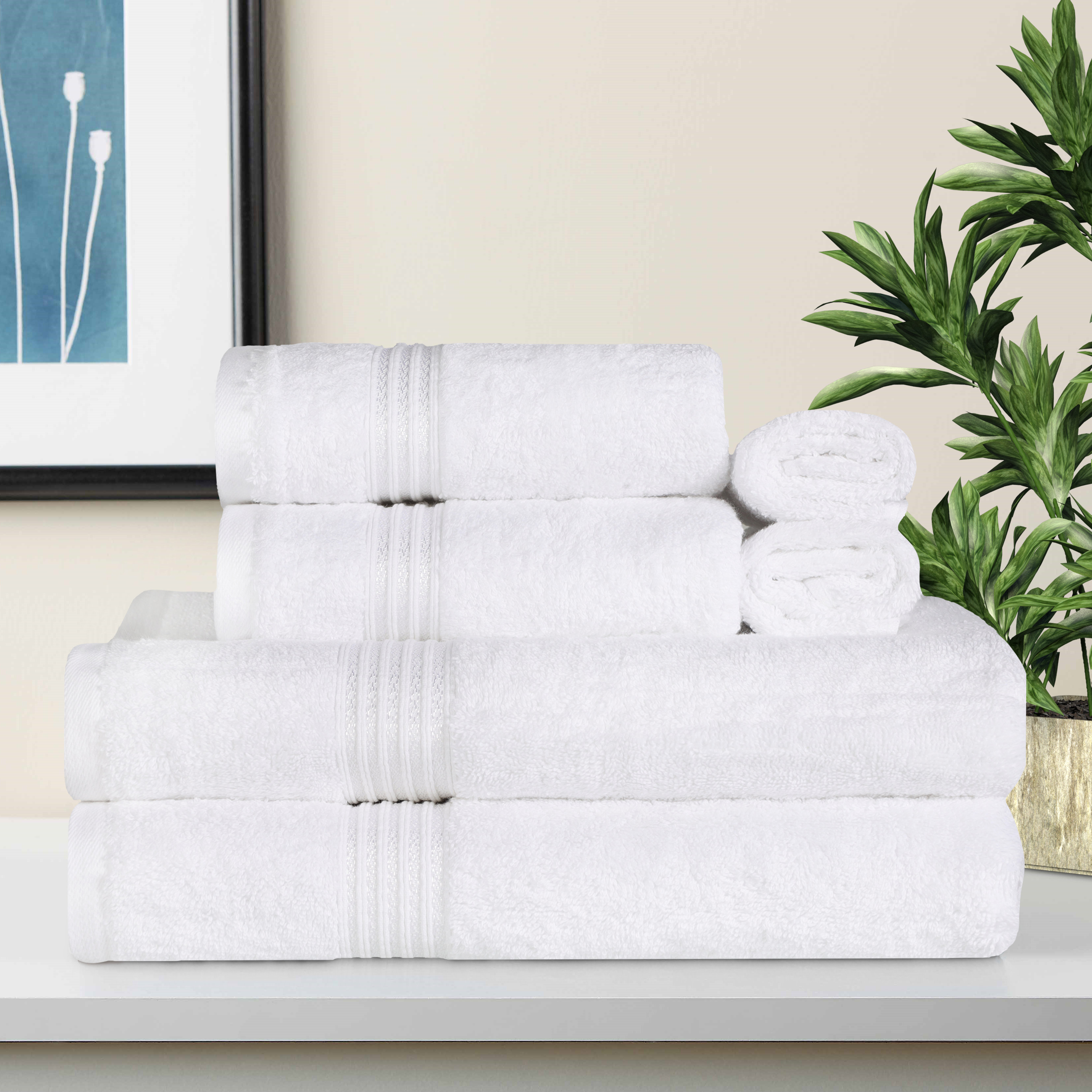 2 x Bath Sheets, 2 x Bath Towels And 4 x Hand Towels Wine 8 Pieces Towels Set Egyptian Cotton 700gsm Extra Soft Top Quality Luxury Miami 