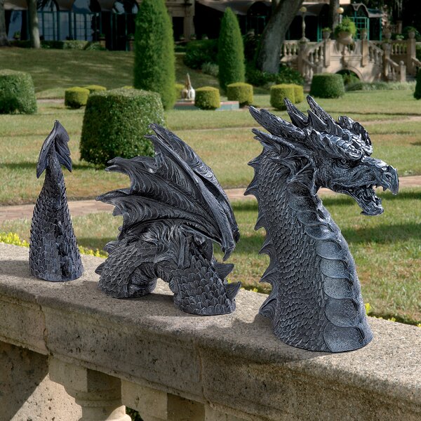 Dragon mystical yard garden statue flower bed stake