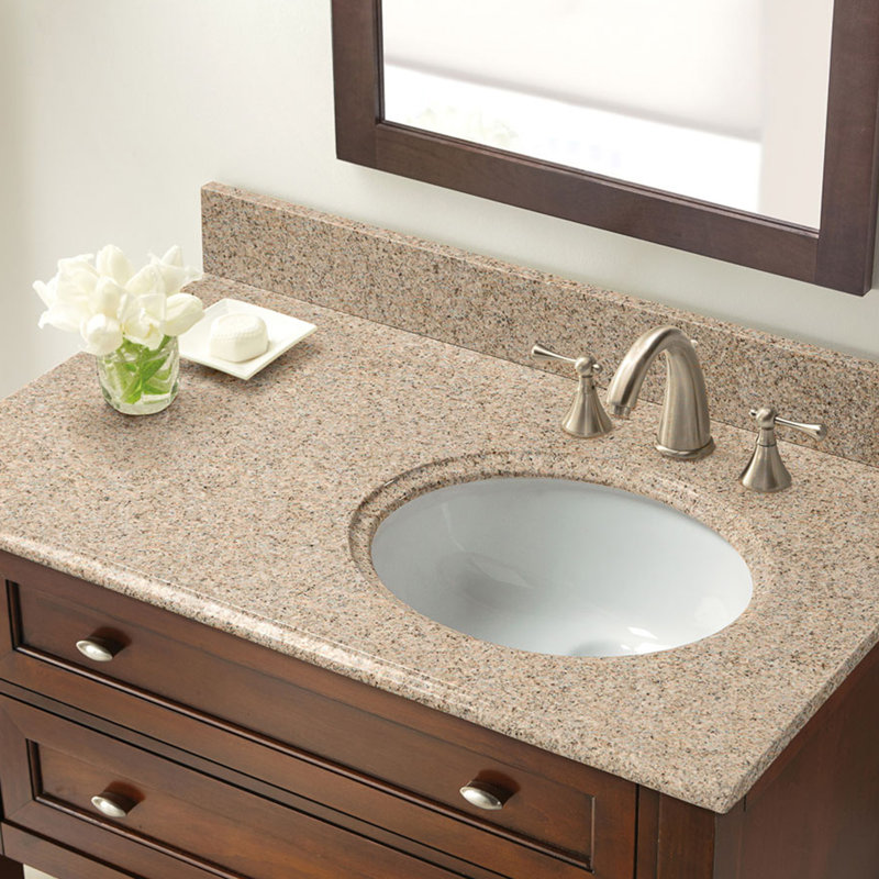 Cahaba Granite 37 Single Bathroom Vanity Top With Right Offset Bowl Granite 37 Single Bathroom Vanity Top With Right Offset Bowl