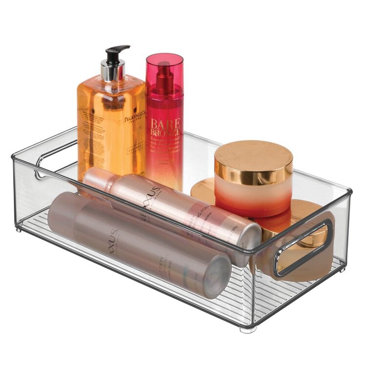 Smoke Gray Vanity mDesign Deep Storage Bin with Handles for Bathroom 8 Pack 