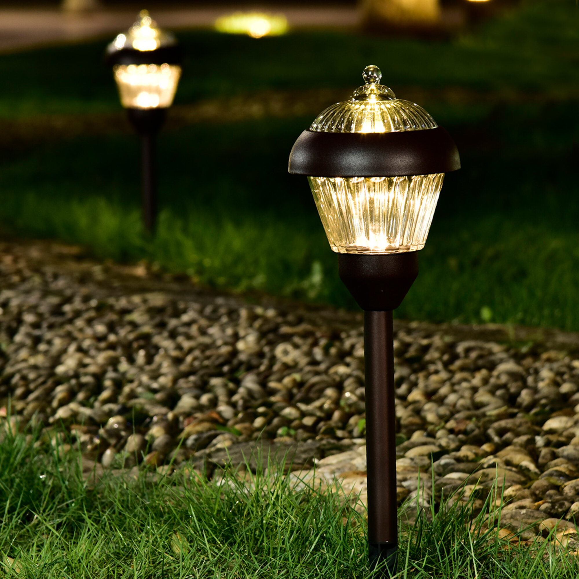 NEW 10 PACK SOLAR POWERED BRONZE FENCE OR DRIVEWAY LED LIGHTS AUTO ON AT DUSK 