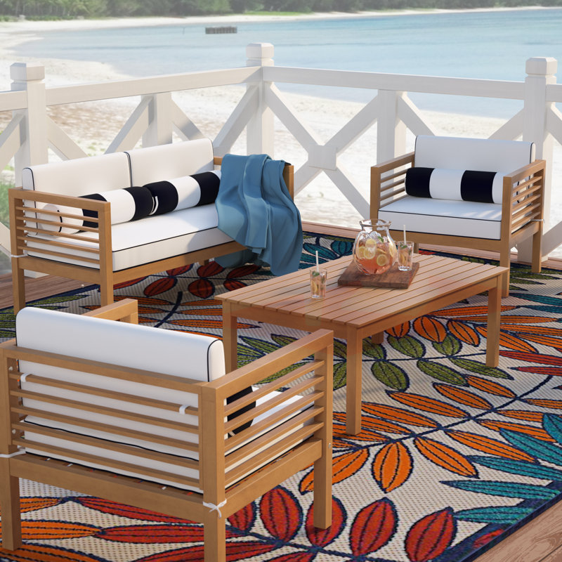 Beachcrest Home Daytona 4 Piece Sofa Seating Group With Cushions