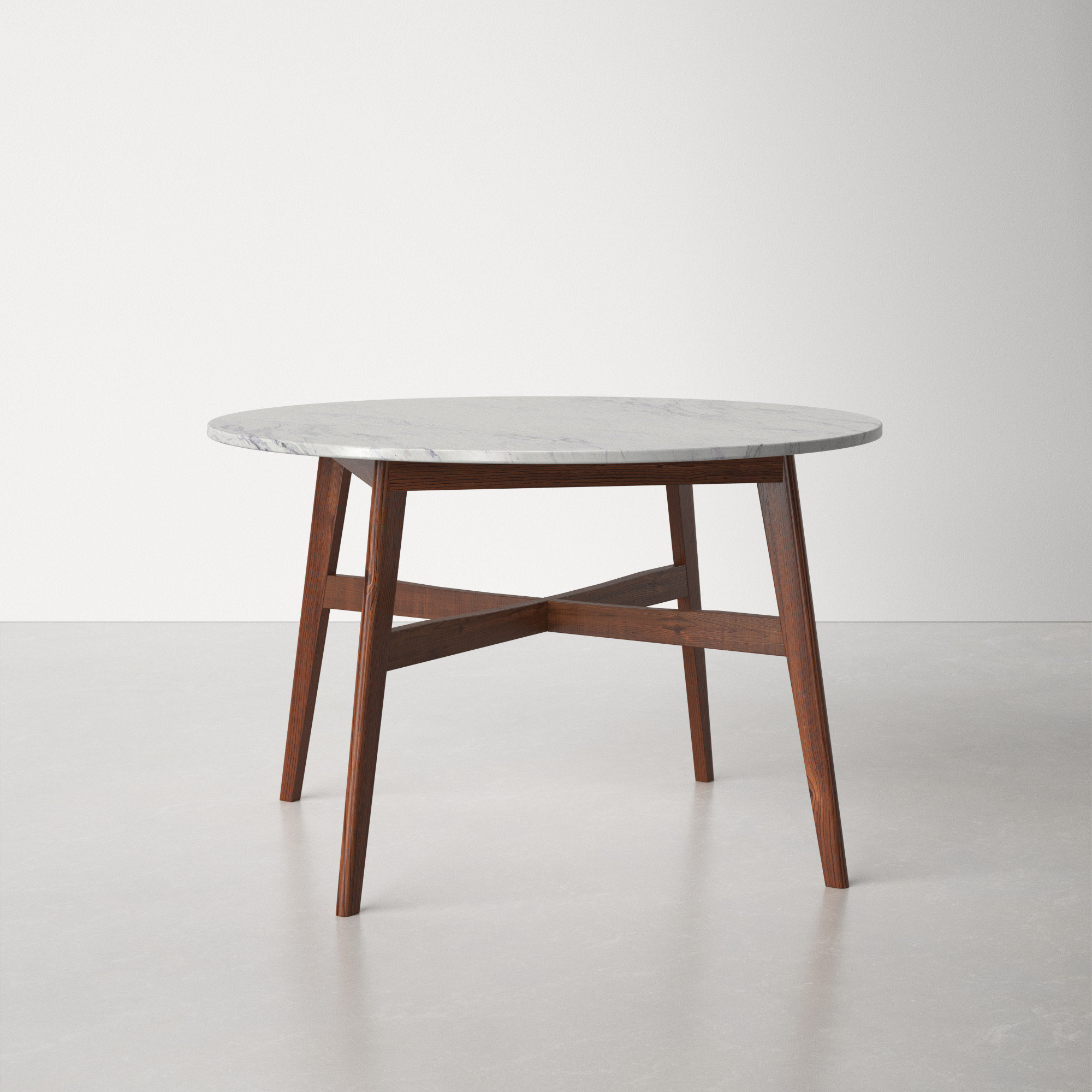 round marble and wood dining table