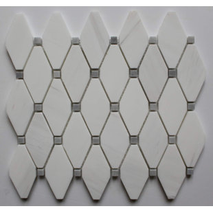 Diamond Backsplash Tile You Ll Love Wayfair 2 X Marble Mosaic Tile In Bianco Dolomite With Gray Dot