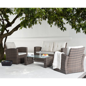 4-Sitzer Sofa-Set Luca aus Polyrattan mit Polste..