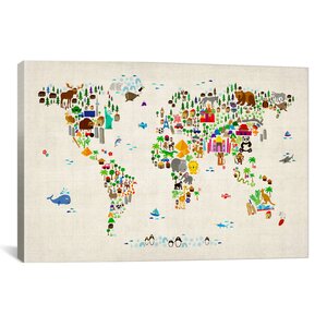 'Animal Map of the World II' Graphic Art Print