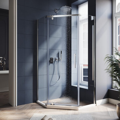 36.5" W x 36.5" D x 72" H Semi-Frameless Neo-Angle Door Opening Shower Enclosure