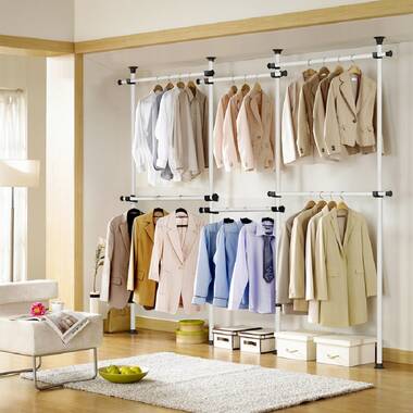 Peach Skin Fabric Closet Storage Organizer Clothes Wardrobe Shelves—68" 