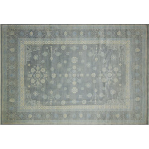One-of-a-Kind Bellview Hand-Knotted Rectangle Premium Wool Gray Area Rug