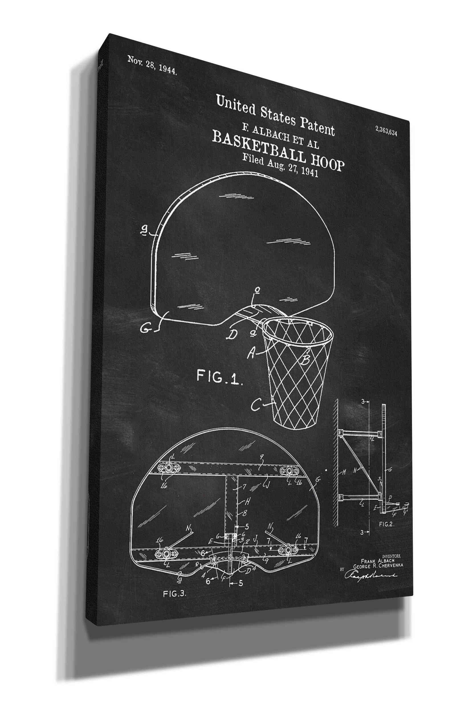 Williston Forge Basketball Hoop Blueprint Patent Chalkboard - Drawing 