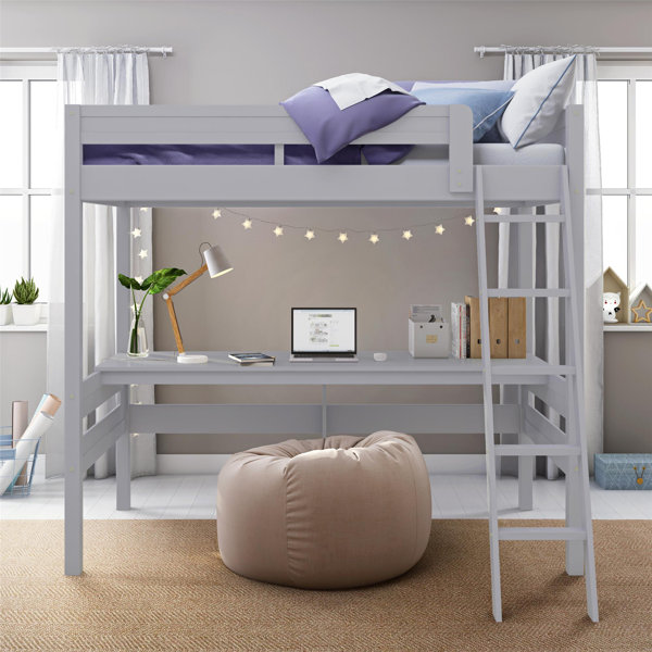 Hatcher Loft Bed Gray Desk | Wayfair