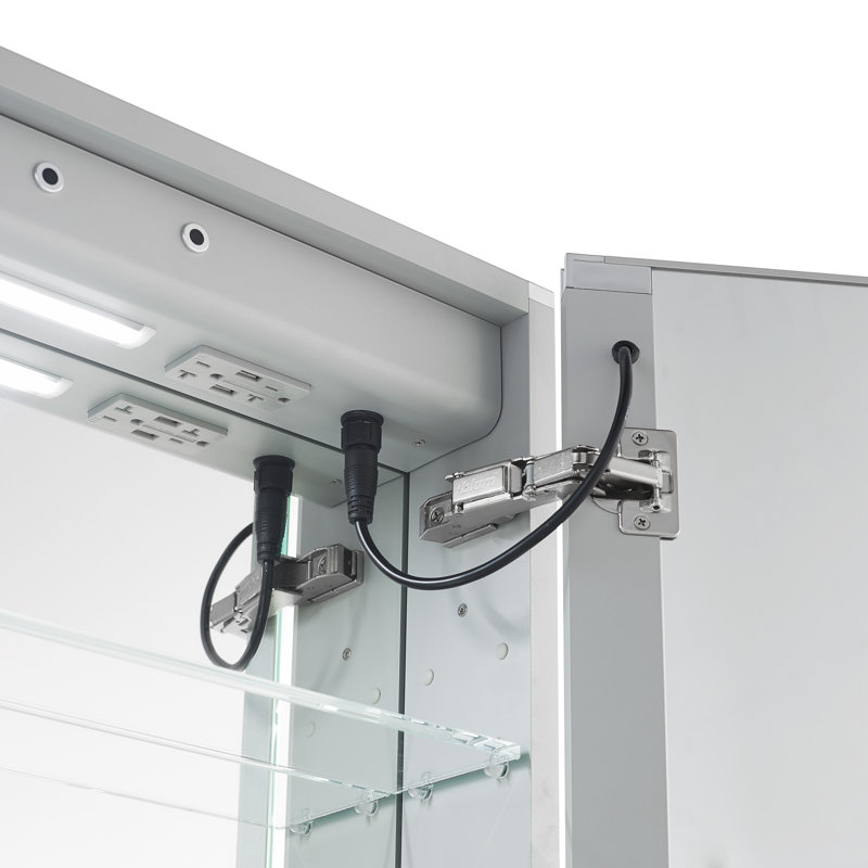 Orren Ellis Oglethorpe 48 X 40 Recessed Or Surface Mount Frameless Medicine Cabinet With 4 Adjustable Shelves And Led Lighting Wayfair