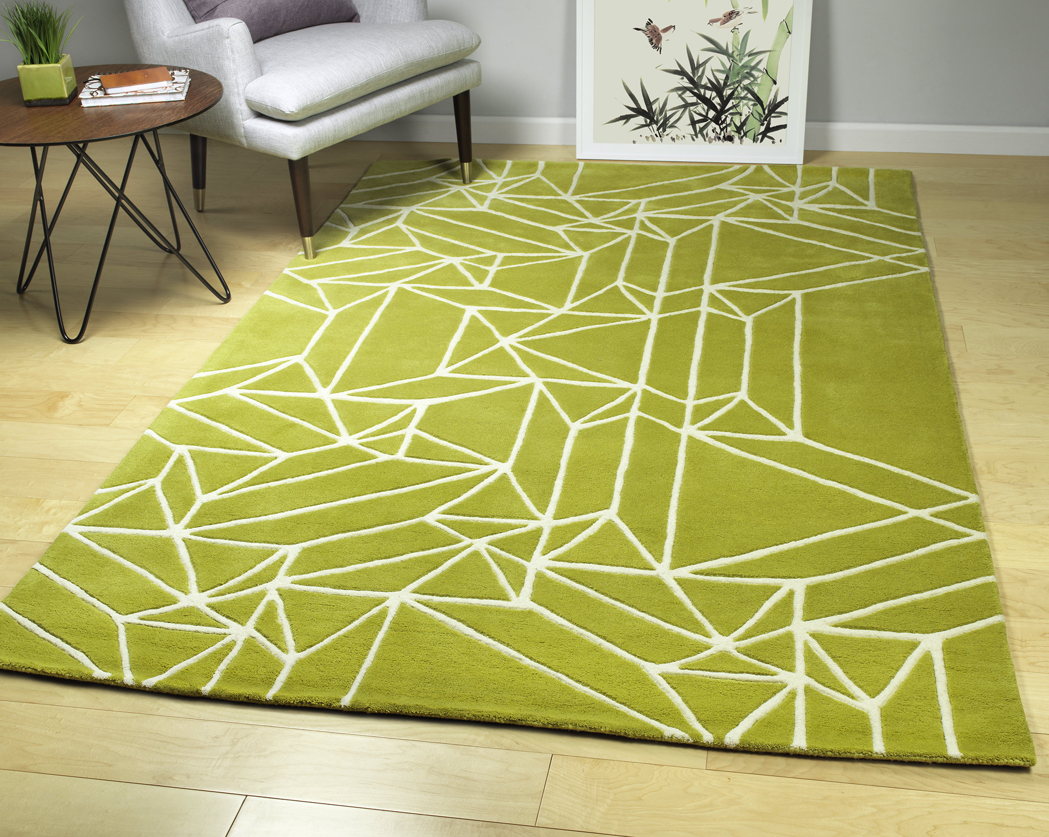 Wrought Studio Ronnie Handmade Tufted Wool Lime Green Rug & Reviews