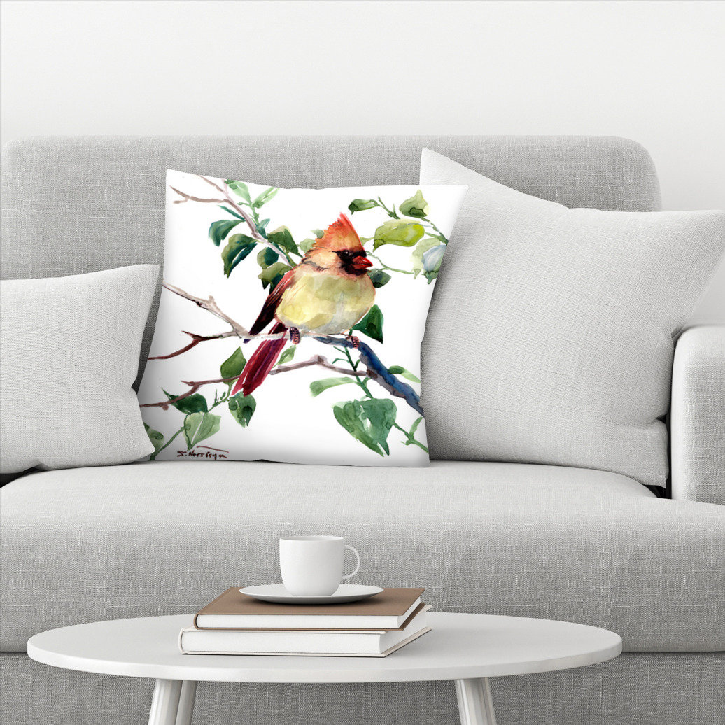 cardinal bird throw pillows