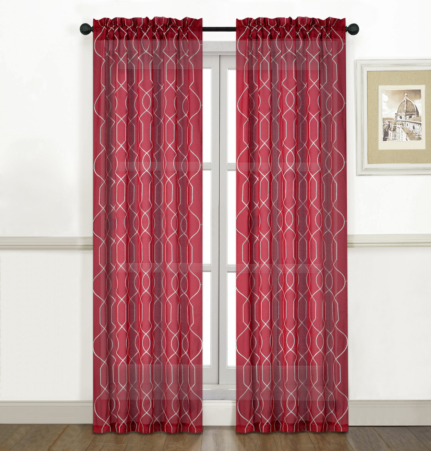 Canora Grey Menard Geometric Sheer Rod Pocket Curtain Panels Wayfair