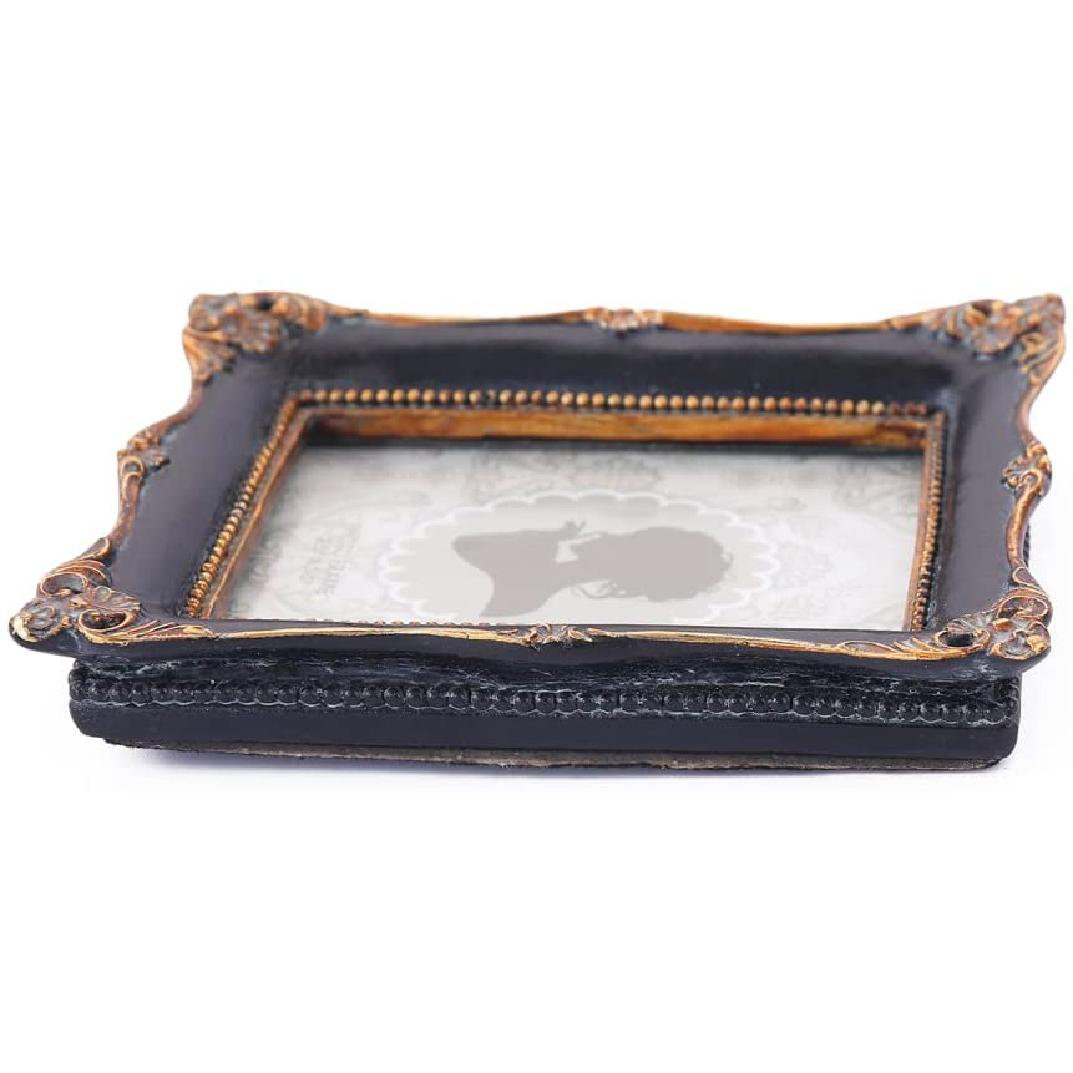 Ancien Ornate Table-Top 4x6 Antique Black Standing Picture Frame with Mat 
