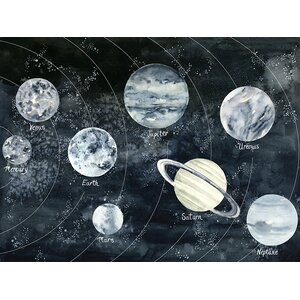 'Watercolor Solar System' by Shannon Newlin Stretched Canvas Art