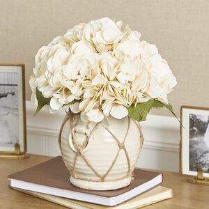 Faux Hydrangea in Twine-Wrapped Vase