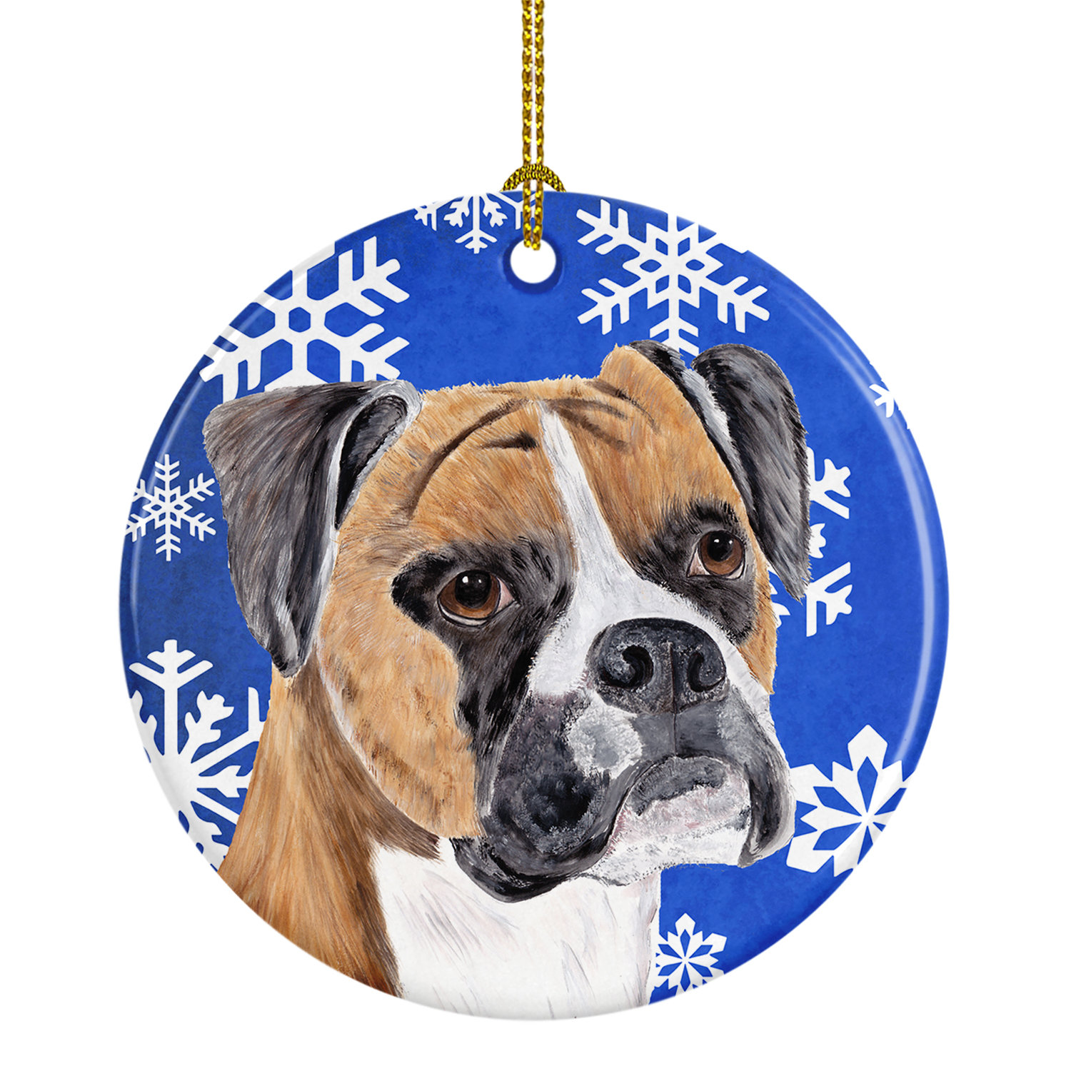 The Holiday Aisle Boxer Winter Snowflakes Holiday Ceramic Hanging Figurine Ornament Wayfair Ca