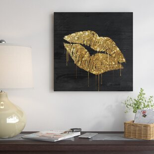 Gold Lips Wall Art Wayfair