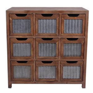 Wooden 9 Slot Square Drawer with Accent Chest