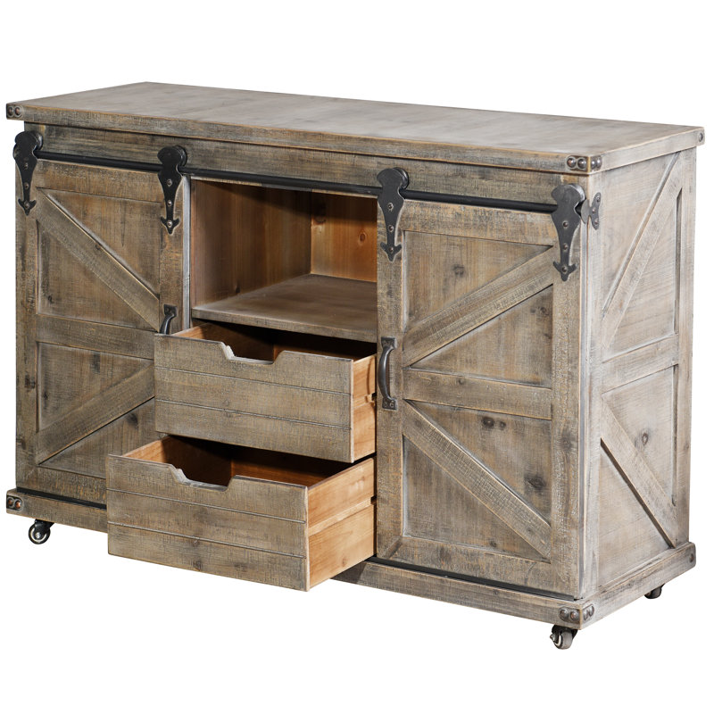 Gracie Oaks Magnus 47 Wide 2 Drawer Fir Wood Credenza Reviews Wayfair
