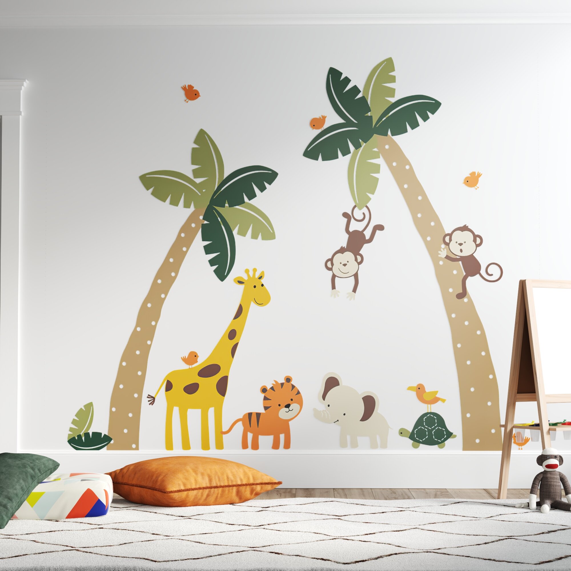 Viv + Rae Ciccone Palm Trees with Cute Jungle Animals Wall Decal & Reviews  | Wayfair