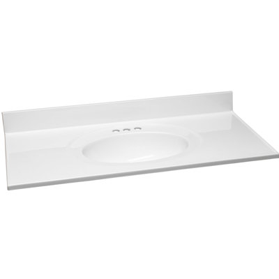 43 Inch Cultured Marble Vanity Top with Backsplash, Improved Package