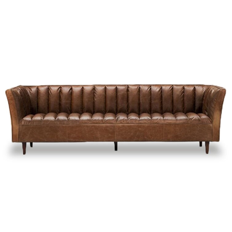 Brayden Studio® Manolla 107'' Genuine Leather Tuxedo Arm Sofa | Wayfair