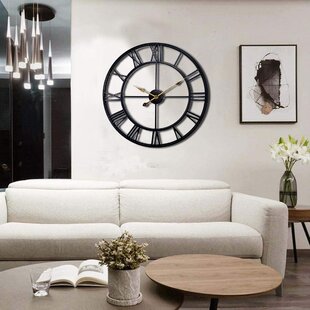 Large Unusual Home Wall Hanging Statement Clock Distressed Vintage Retro Style 