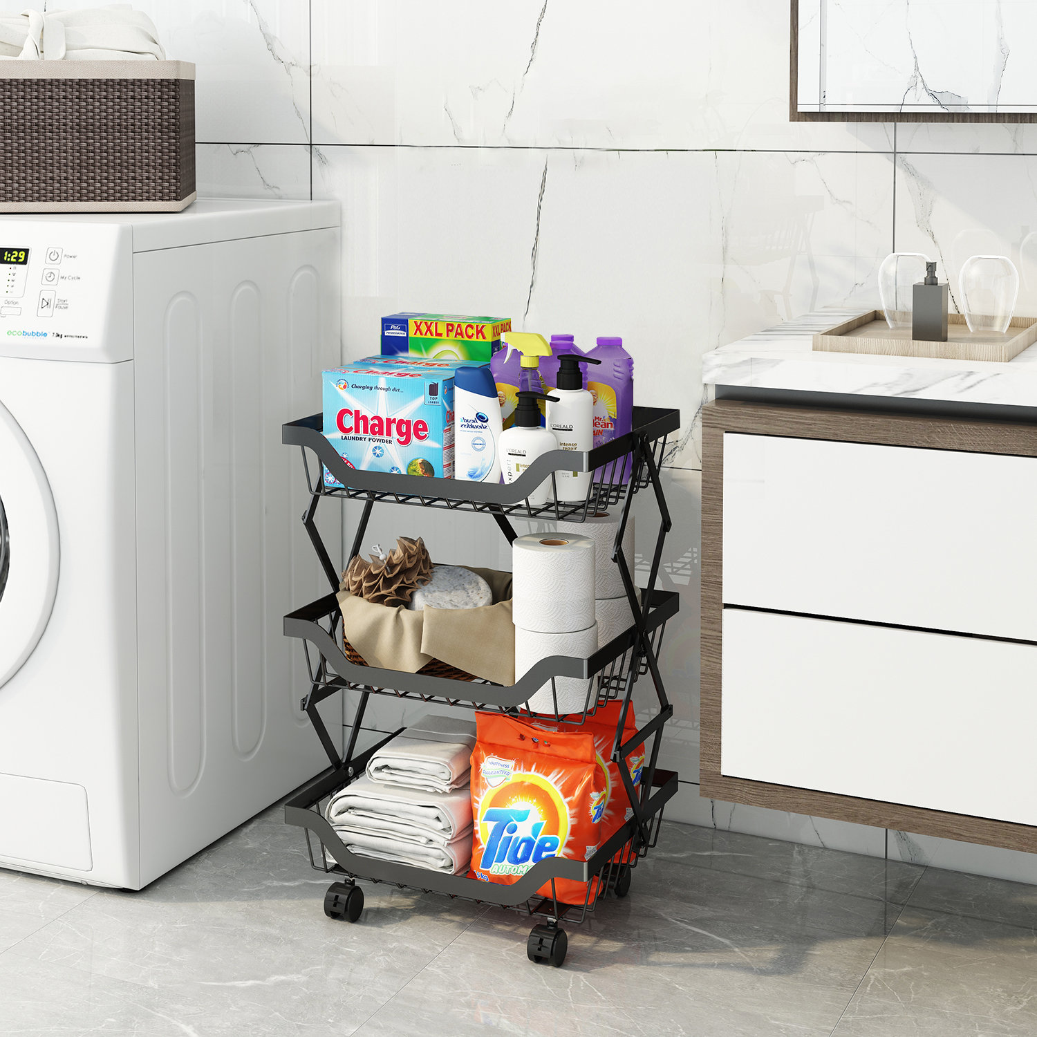 POPLARBOX 3 Tier Stackable Metal Storage Baskets Rack Cart Wayfair