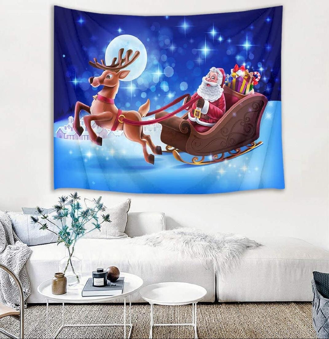 Christmas reindeer Tapestry Wall Hanging for Living Room Bedroom Dorm Decor 