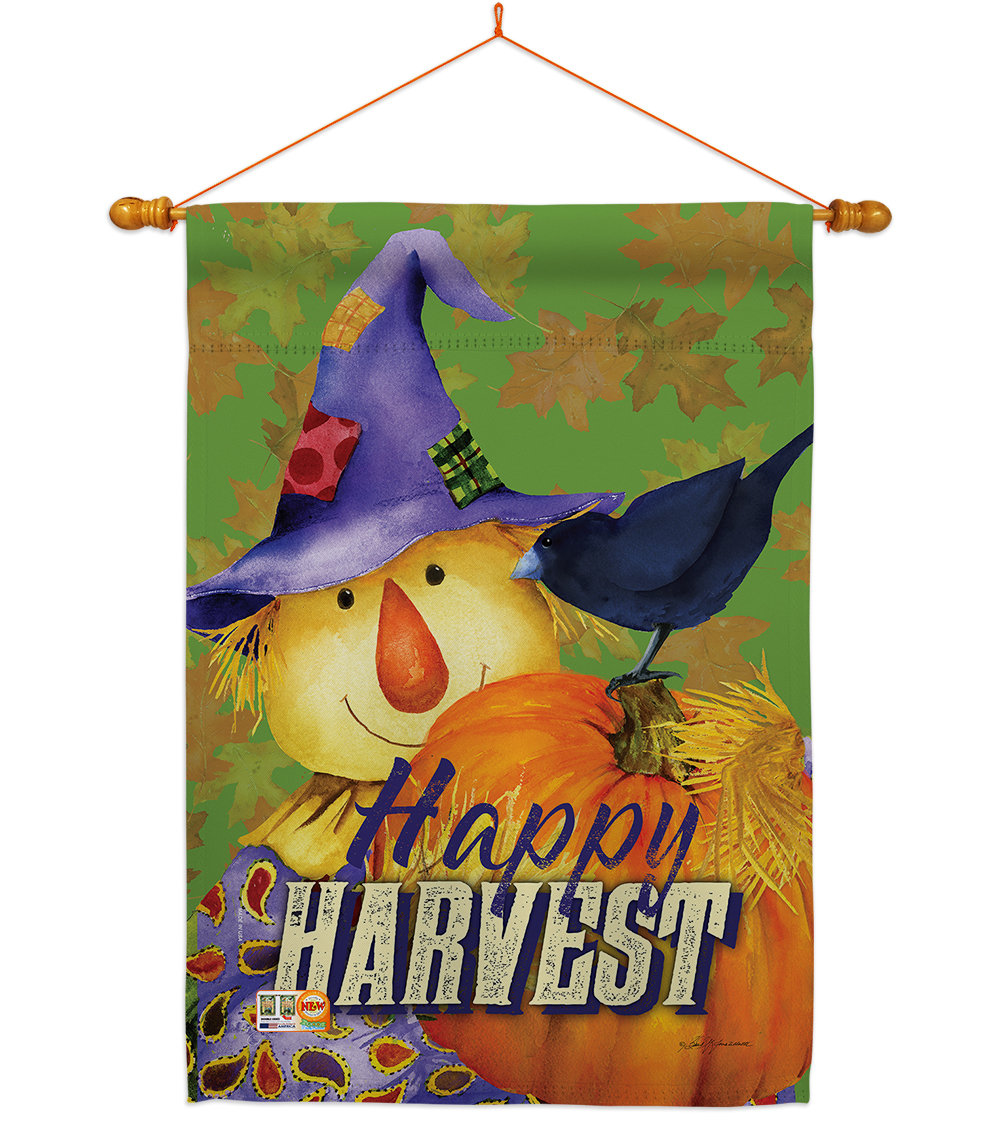 Breeze Decor Happy Harvest Scarecrow 2 Sided Polyester 40 X 28 In Flag Set Wayfair