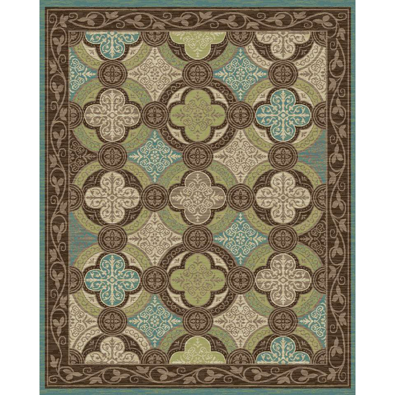 August Grove Arden Geometric Brown Green Area Rug Wayfair