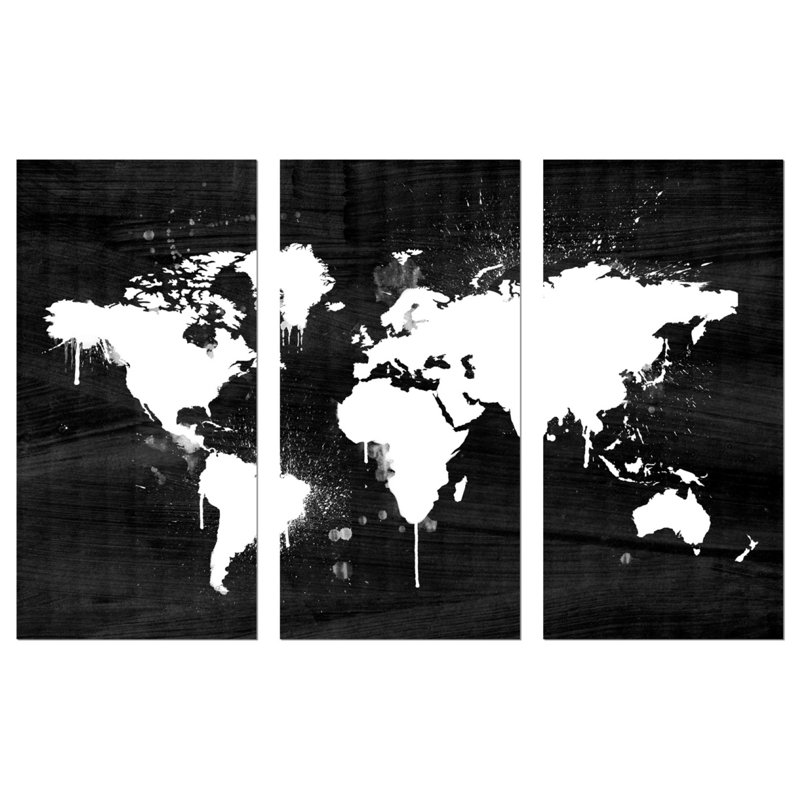 17 Stories Mapamundi Noir Triptych Graphic Art Print Multi Piece Image On Canvas Wayfair